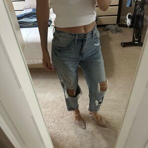 Pistola distressed jeans with rips high rise